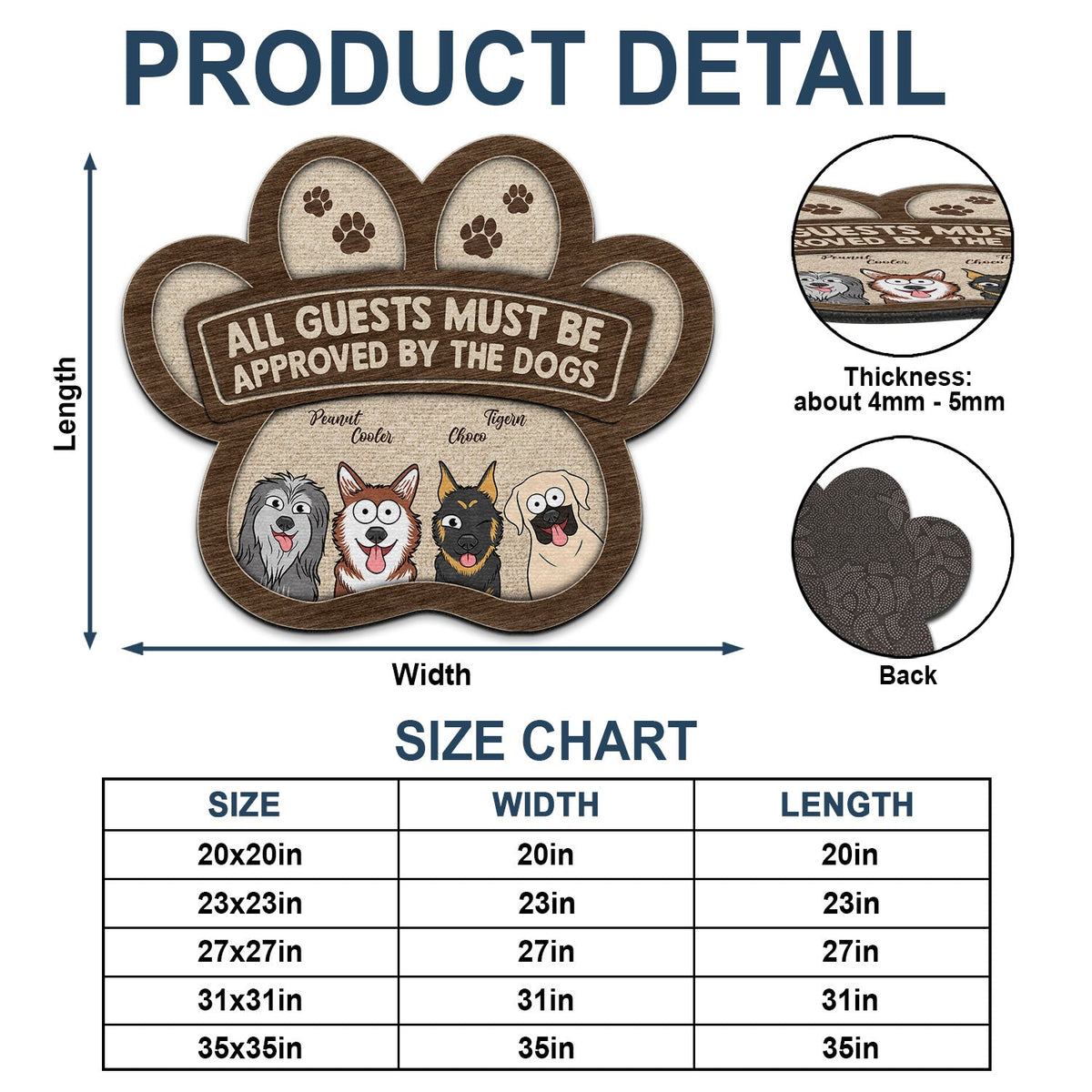 All Guests Must Be Approved By The Dogs - Gift For Dog Lovers - Personalized Custom Shaped Doormat
