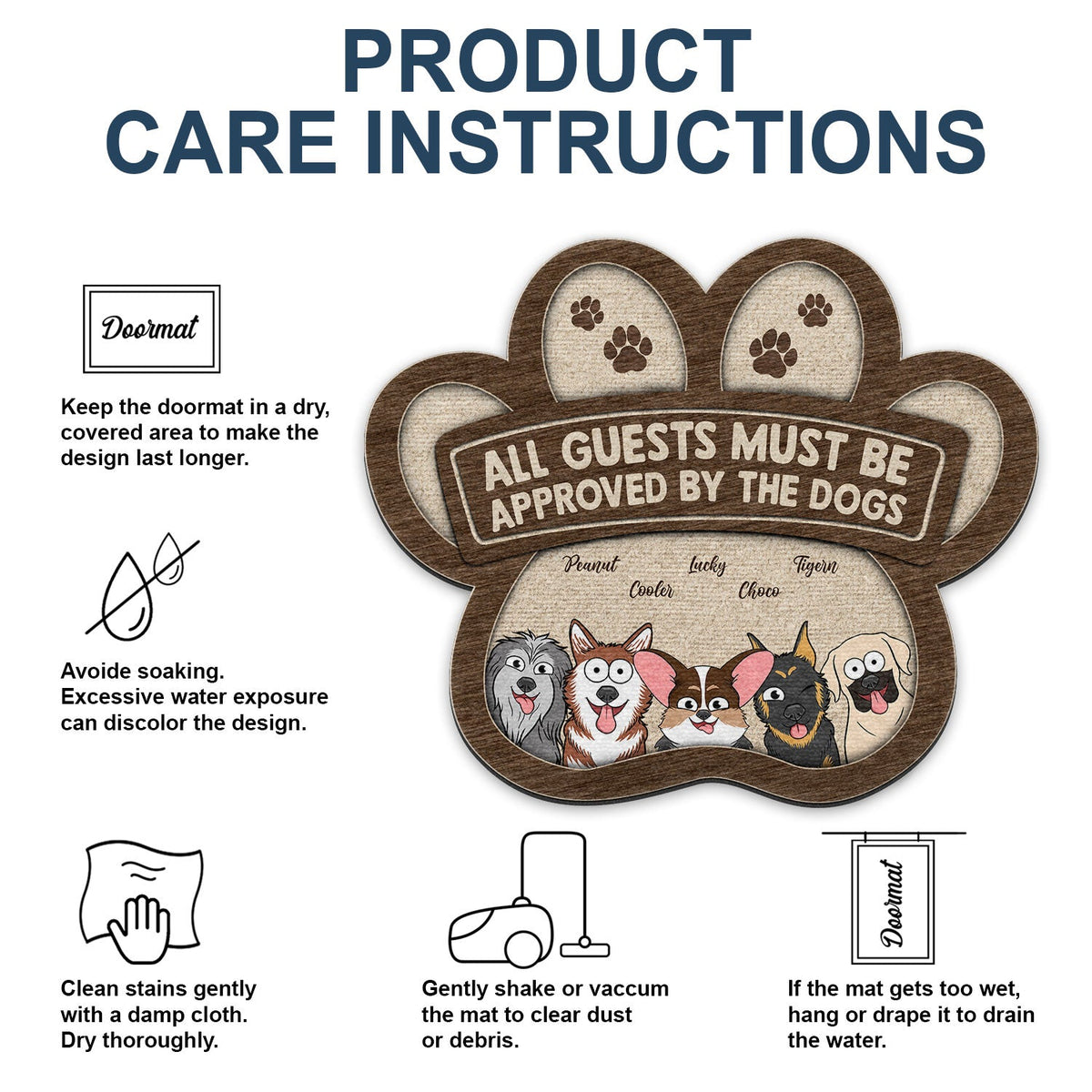 All Guests Must Be Approved By The Dogs - Gift For Dog Lovers - Personalized Custom Shaped Doormat