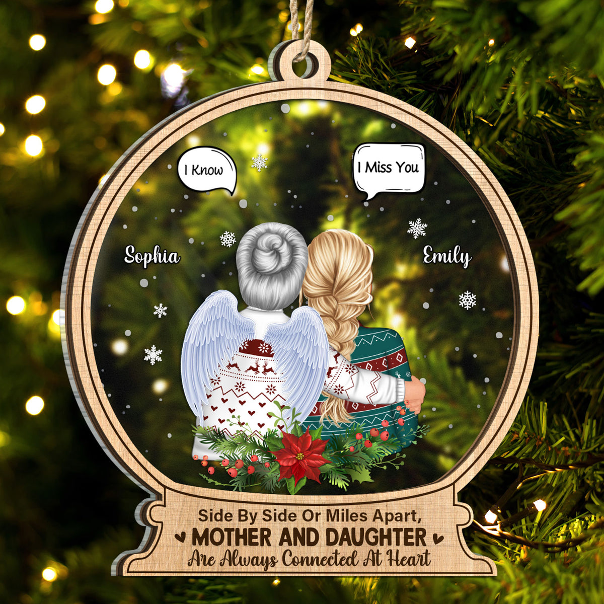 Mama Bear Custom Laser Cut Wooden Christmas Ornament for Mom