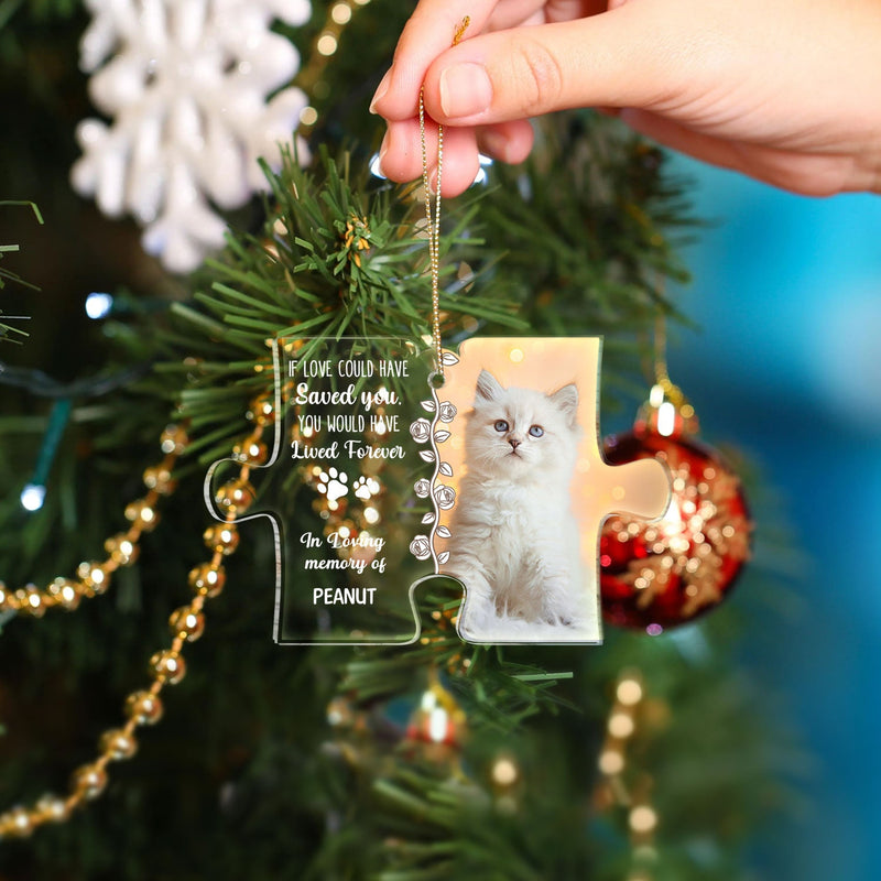 Custom Photo You Left Pawprint In My Heart - Christmas Gift For Pet Lovers - Personalized Custom Shaped Acrylic Ornament