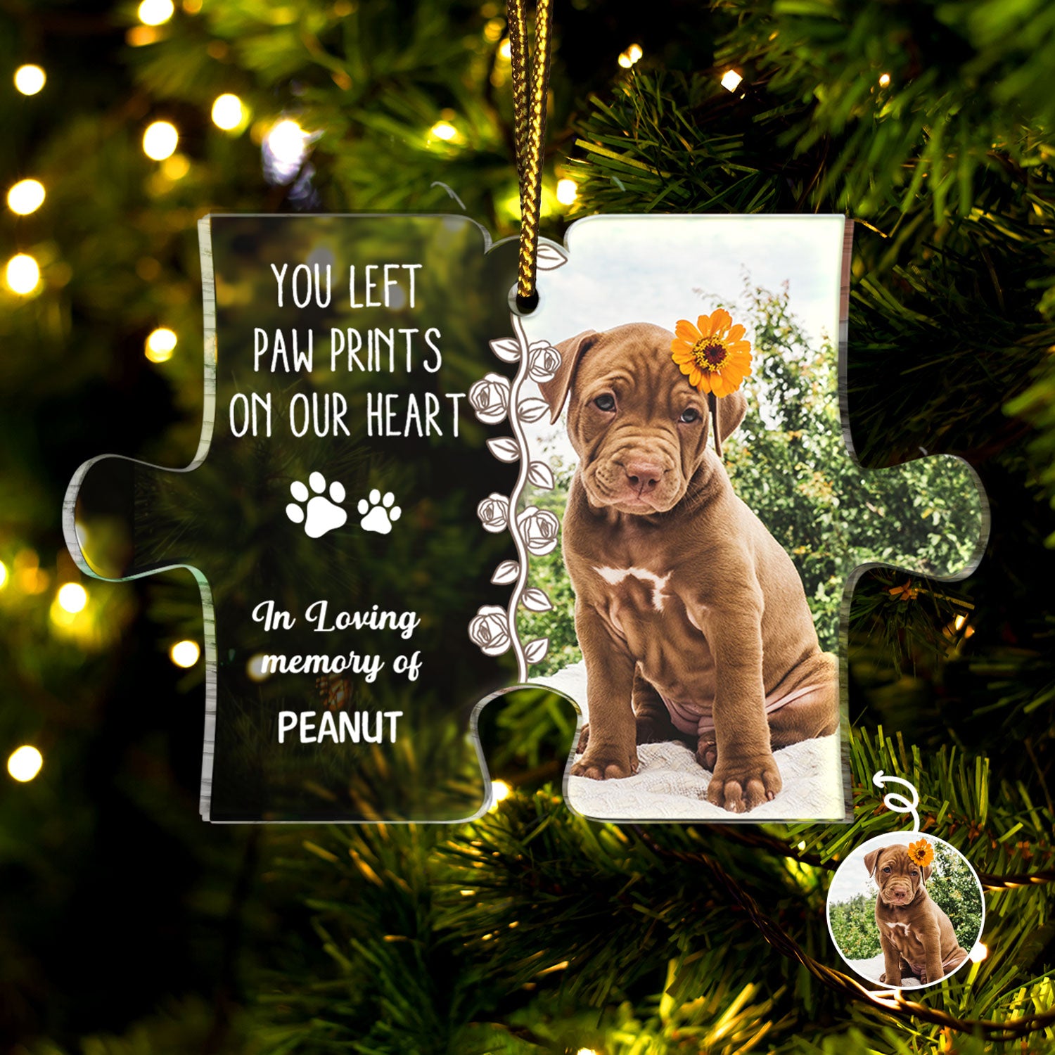 Custom Photo You Left Pawprint In My Heart - Christmas Gift For Pet Lovers - Personalized Custom Shaped Acrylic Ornament