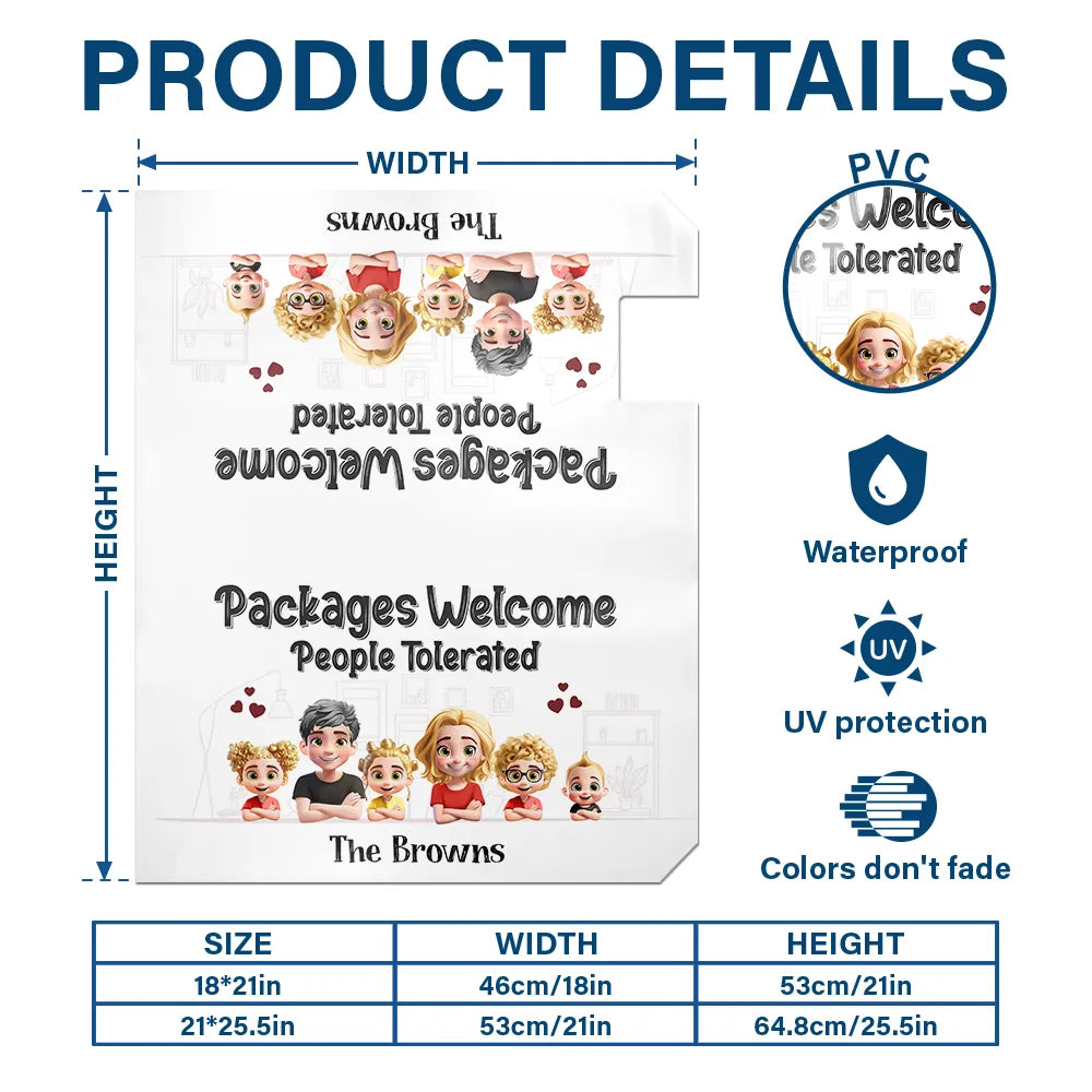 Christmas, Family, Funny - Packages Welcome People Tolerated - Personalized Mailbox Cover