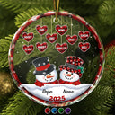 Gift For Grandma, Gift For Grandparents - Papa Nana Snowman Christmas Grandparents - Personalized Circle Glass Ornament