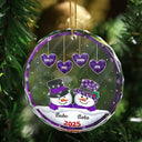 Gift For Grandma, Gift For Grandparents - Papa Nana Snowman Christmas Grandparents - Personalized Circle Glass Ornament