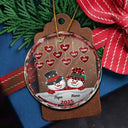 Gift For Grandma, Gift For Grandparents - Papa Nana Snowman Christmas Grandparents - Personalized Circle Glass Ornament