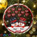 Happy, Christmas, Parents, Gift For Grandparents - Papa Nana Snowman Christmas Grandparents 3D Effect - Personalized Circle Glass Ornament
