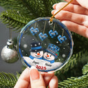 Happy, Christmas, Parents, Gift For Grandparents - Papa Nana Snowman Christmas Grandparents 3D Effect - Personalized Circle Glass Ornament