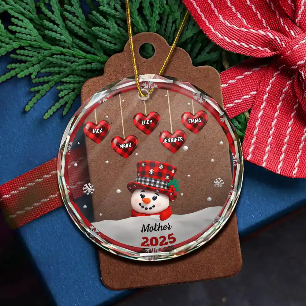 Happy, Christmas, Parents, Gift For Grandparents - Papa Nana Snowman Christmas Grandparents 3D Effect - Personalized Circle Glass Ornament