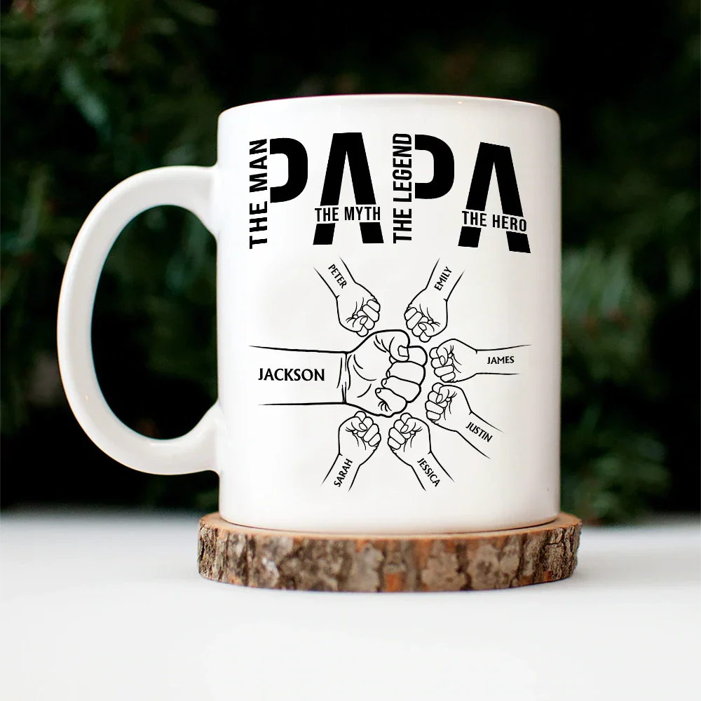 Gift For Husband,Gift For Father,Happy,Gift For Grandpa - Papa The Man The Myth The Legend The Hero - Personalized Mug