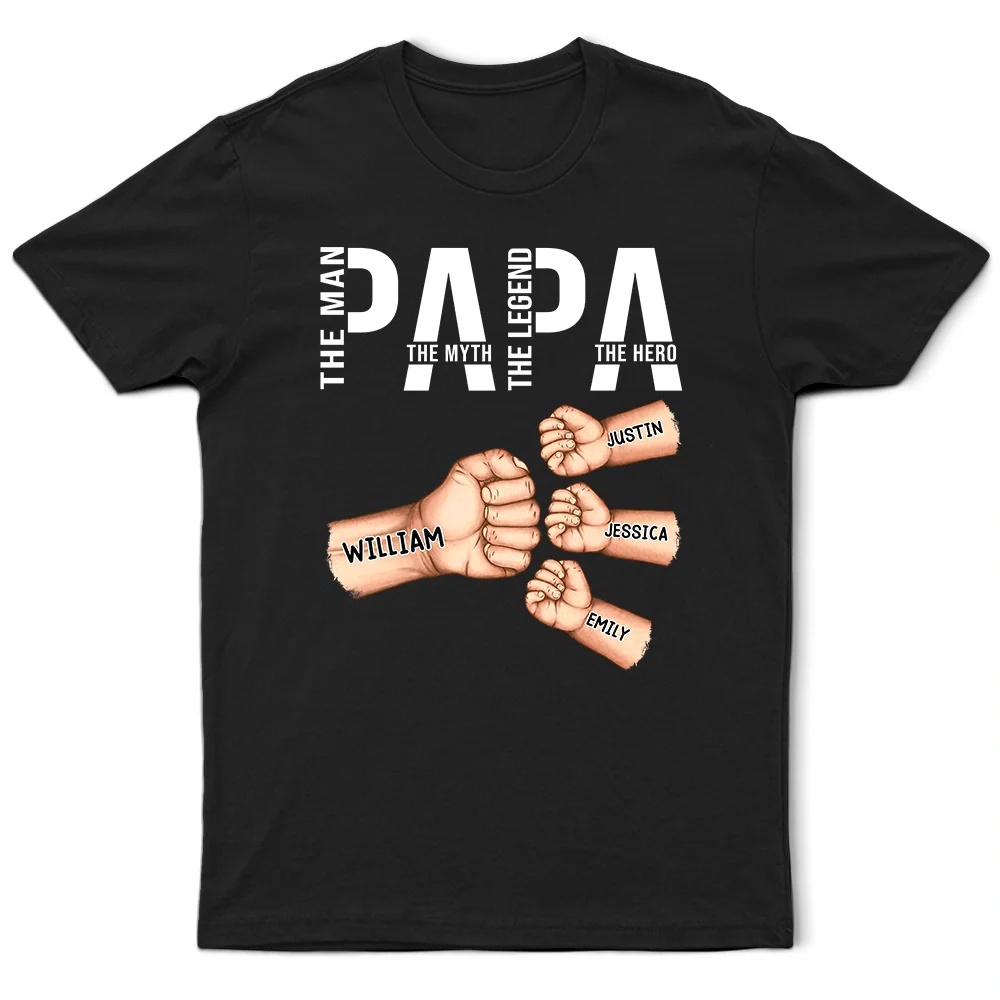 Papa The Man The Myth The Legend The Hero Cartoon - Personalized T Shirt