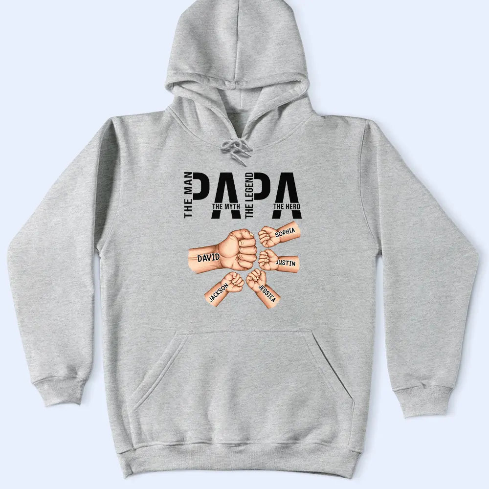 Gift For Husband,Gift For Father,Happy,Gift For Grandpa - Papa The Man The Myth The Legend The Hero Cartoon - Personalized T Shirt