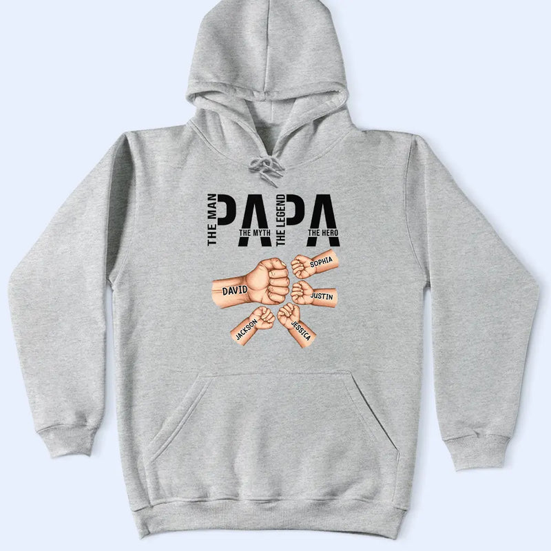 Gift For Husband,Gift For Father,Happy,Gift For Grandpa - Papa The Man The Myth The Legend The Hero Cartoon - Personalized T Shirt