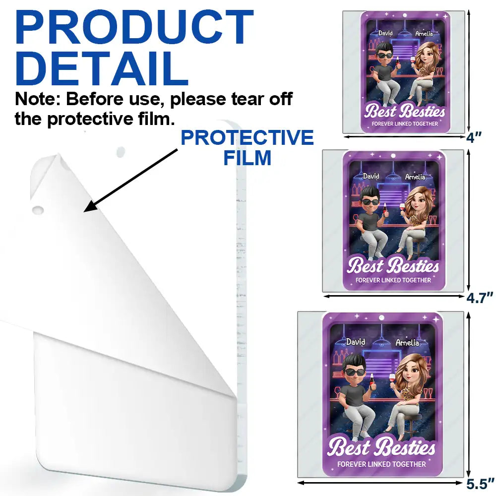 Gift For Bestie,Funny,Christmas - Partner In Crime 3D Effect Bar Bestie - Personalized Custom Shaped Acrylic Ornament