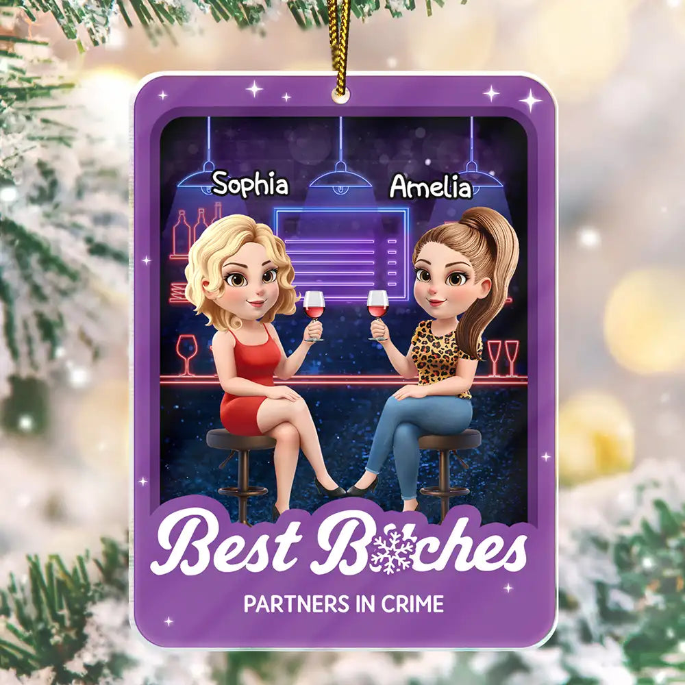 Partner In Crime 3D Effect Bar Bestie - Personalized Custom Shaped Acrylic Ornament