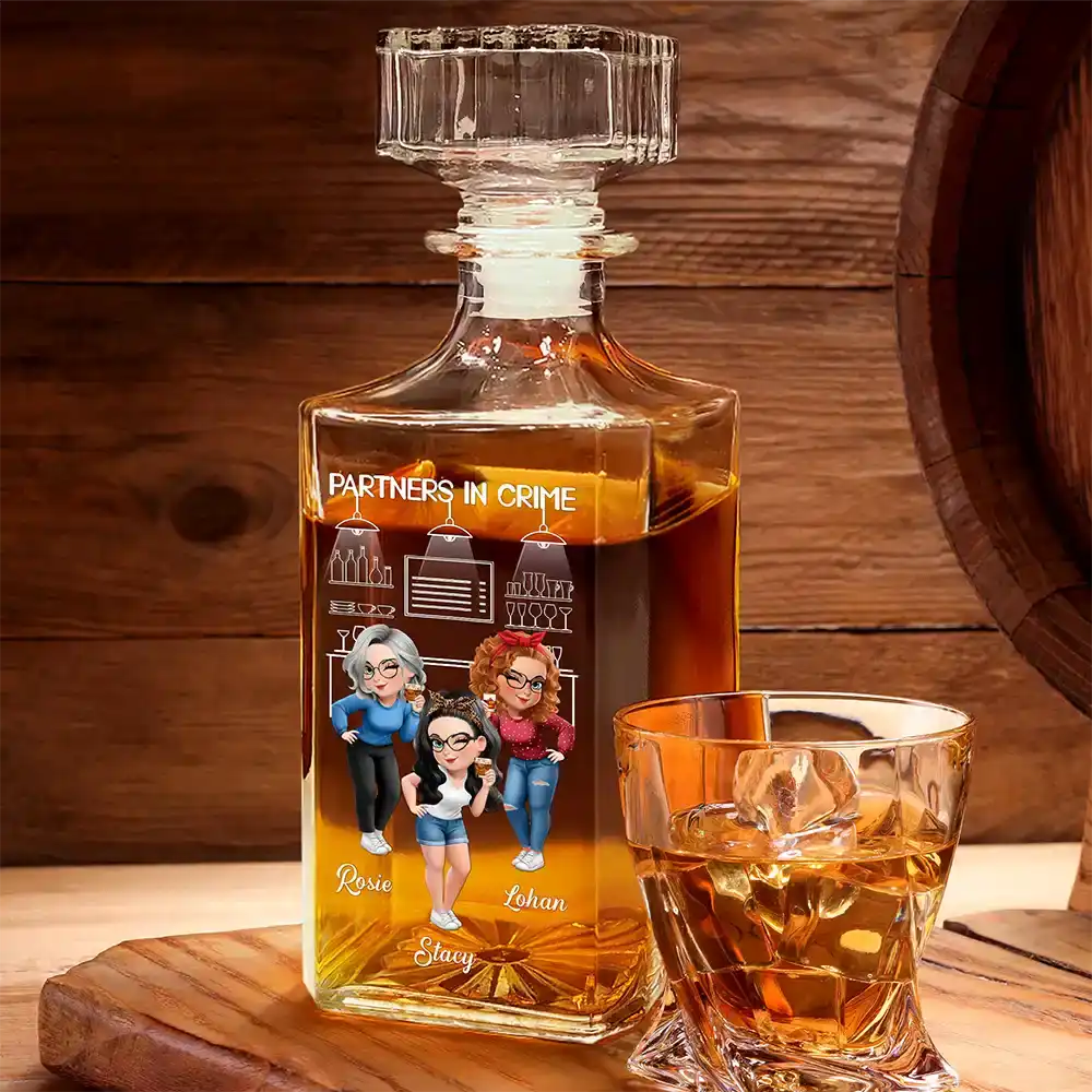 Funny,Gift For Bestie - Partners In Crime Just Remember If We Get Caught - Personalized Square Whiskey Bottle