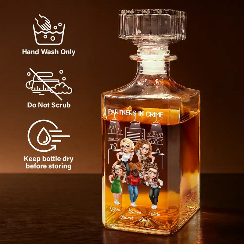 Funny,Gift For Bestie - Partners In Crime Just Remember If We Get Caught - Personalized Square Whiskey Bottle
