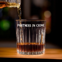 Gift For Bestie,Funny - Partners In Crime Remember - Personalized Rocks Whiskey Glass