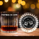 Gift For Bestie,Funny - Partners In Crime Remember - Personalized Rocks Whiskey Glass