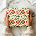 Family,Gift For Bestie,Happy - Patchwork Initial Custom Name With Bow And Plaid - Personalized Wrapping Paper