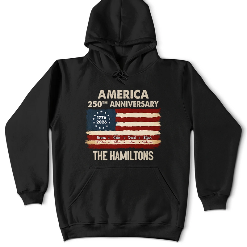 Independence Day,Family,Proud,Custom Text - Patriotic 250th Anniversary Family Names - Personalized T Shirt