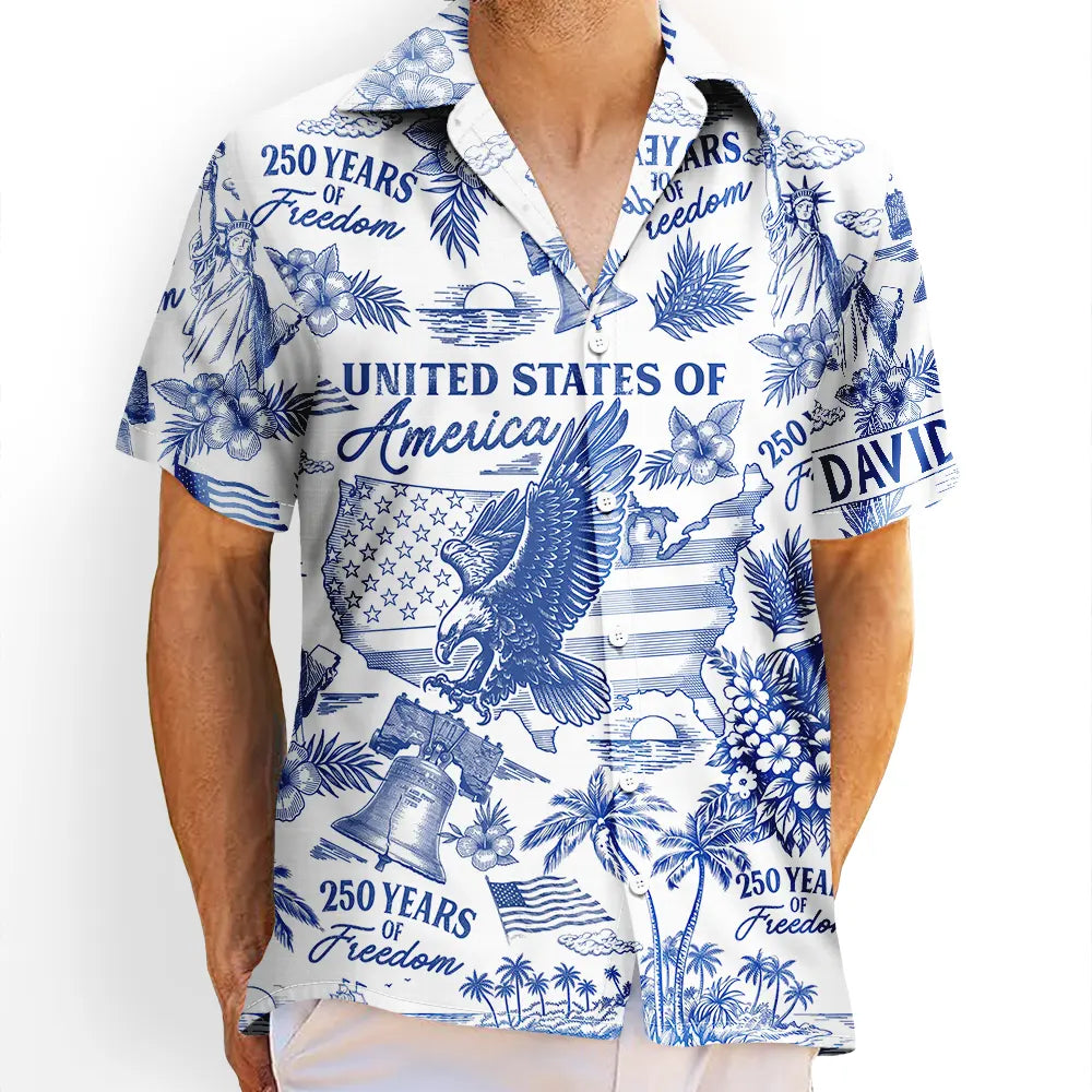 America 250th,Independence Day,Beach,Summer,Happy,Gift For Men,Gift For Yourself,Proud - Patriotic America 250 1776–2026 - Personalized Hawaiian Shirt