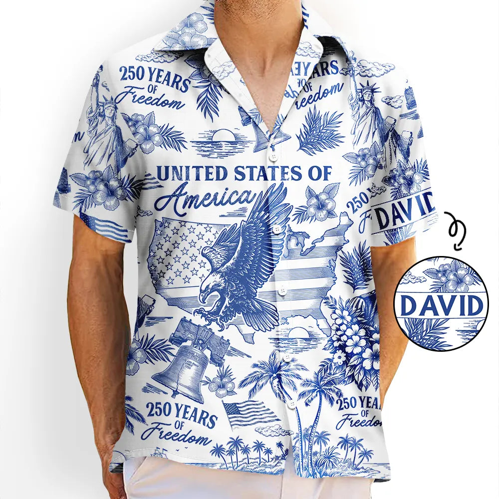 Patriotic America 250 1776–2026 - Personalized Hawaiian Shirt