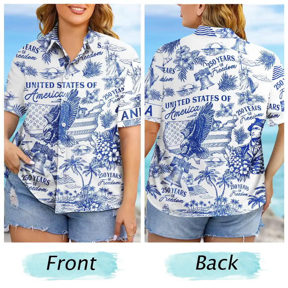 America 250th,Independence Day,Beach,Summer,Happy,Gift For Men,Gift For Yourself,Proud - Patriotic America 250 1776–2026 - Personalized Hawaiian Shirt