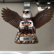Gift For Father,Gift For Grandpa,Independence Day,Happy,Vector,Proud - Patriotic Eagle Dad Grandpa - Personalized Custom Shaped Car Visor Clip