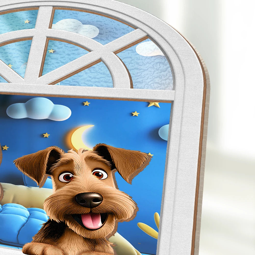 Dog Lovers,Dog Mom,Dog Dad,Happy,Christmas - Paw Guards In The Windowsill - Personalized Plug-in Night Light