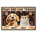 Paws And Give Thanks 3D Effect Pet - Personalized Doormat