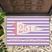 Back To School, Gift For Yourself, Gift For Women, Top Market, Adorable, Warp Text - Pennant Flag Stripes Pattern Dorm Room - Personalized Doormat