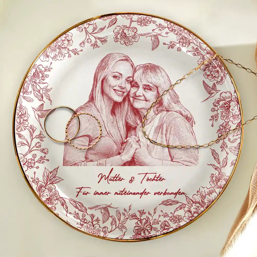 Gift For Mother,Gift For Women,Gift For Grandma,Gift For Wife - Eigenes Foto Als Bleistiftskizze Die Liebe Zwischen Mutter Und Tochter - Personalisierte Schmuckschale