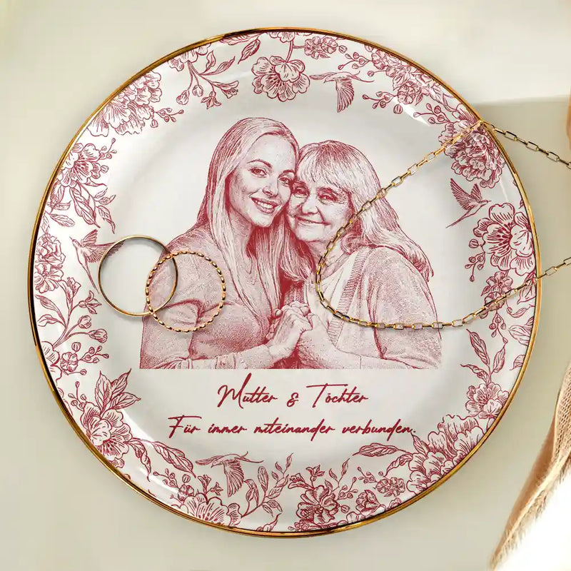 Gift For Mother,Gift For Women,Gift For Grandma,Gift For Wife - Eigenes Foto Als Bleistiftskizze Die Liebe Zwischen Mutter Und Tochter - Personalisierte Schmuckschale