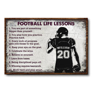 Affiche blanche personnalisée sur les leçons de vie du football américain