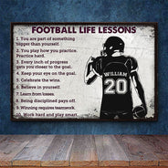 Affiche blanche personnalisée sur les leçons de vie du football américain
