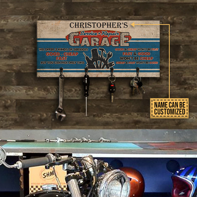 Personalized Auto Garage Kinds Of Service Custom Wood Key Holder