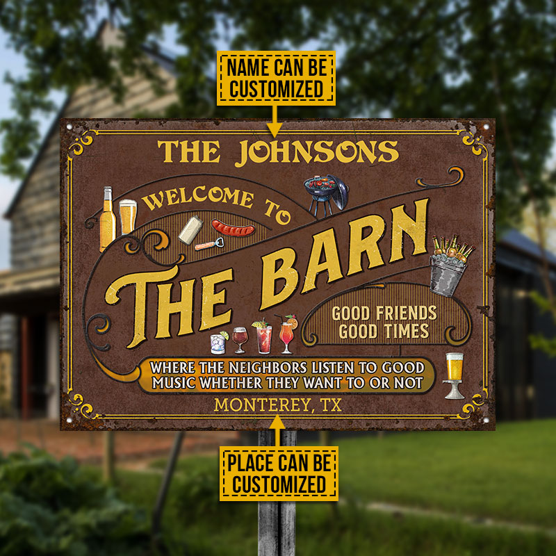 Personalized Barn Listen To The Good Music Custom Classic Metal Signs