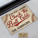 Personalized Baseball Check The Ball Field Customized Doormat