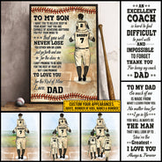 Affiche personnalisée de remerciement pour papa et enfant de baseball