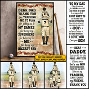 Affiche personnalisée de remerciement pour papa et enfant de baseball