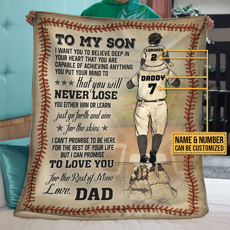 Personalized Baseball Dad And Son Never Lose Customized Fleece Blanket