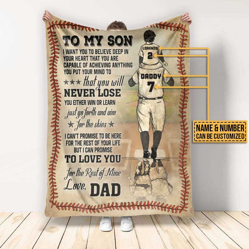 Personalized Baseball Dad And Son Never Lose Customized Fleece Blanket