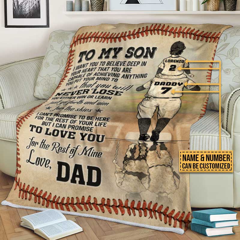 Personalized Baseball Dad And Son Never Lose Customized Fleece Blanket