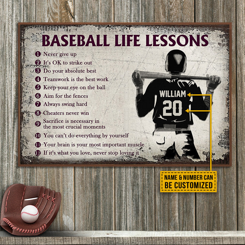 Affiche personnalisée de leçons de vie sur le baseball