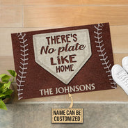 Personalized Baseball No Plate Like Home Brown Customized Doormat