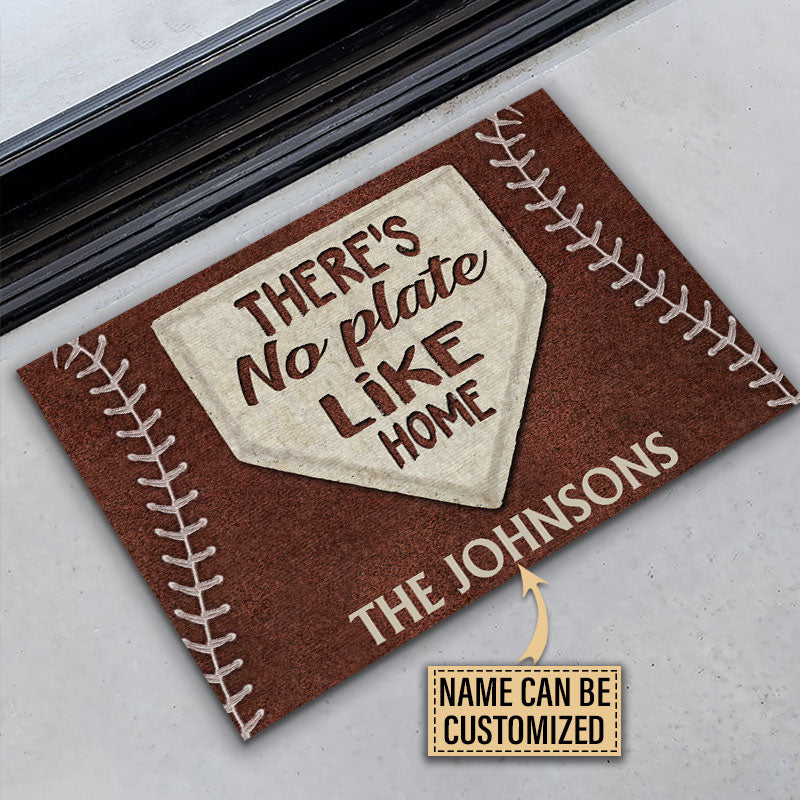 Paillasson personnalisé de baseball sans plaque comme à la maison marron