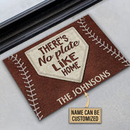 Personalized Baseball No Plate Like Home Brown Customized Doormat