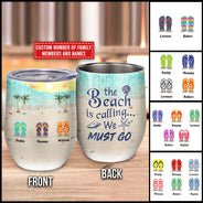 Personalized Beach Beach Is Calling Custom Wine Tumbler