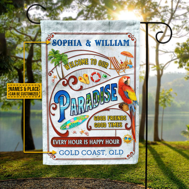 Personalized Beach Surfing Our Paradise Customized Flag