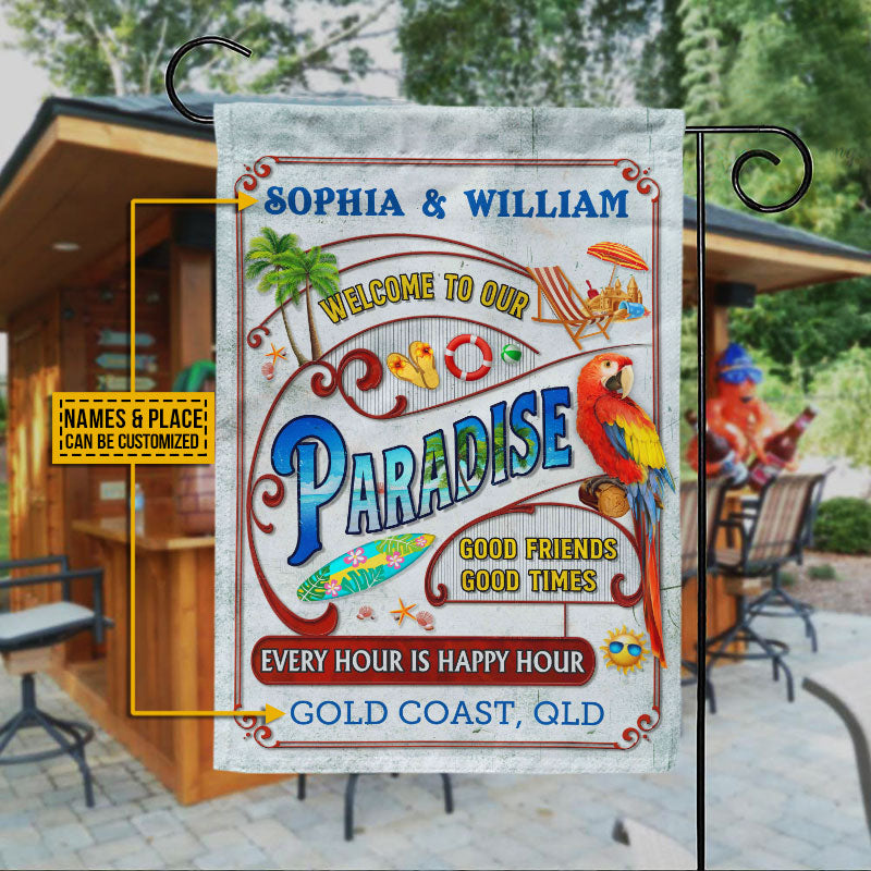 Personalized Beach Surfing Our Paradise Customized Flag